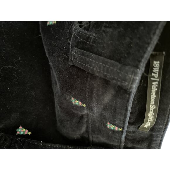 Velvet Talbot's Christmas Pants 18WP Black Straight Leg Tree Embroidery Holiday - Picture 3 of 6